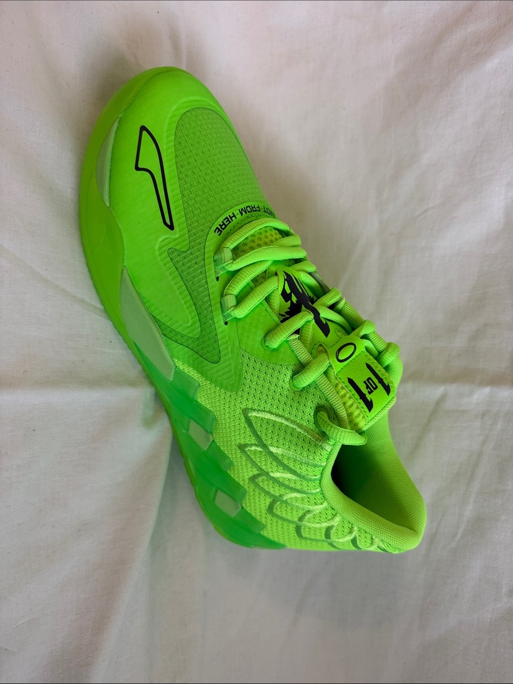 Neon Green Athletic Sneaker with Wing Detail